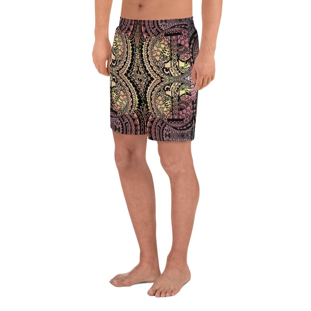 Polynesian Symmetry Brown Men's Athletic Long Shorts - Polynesian Pride