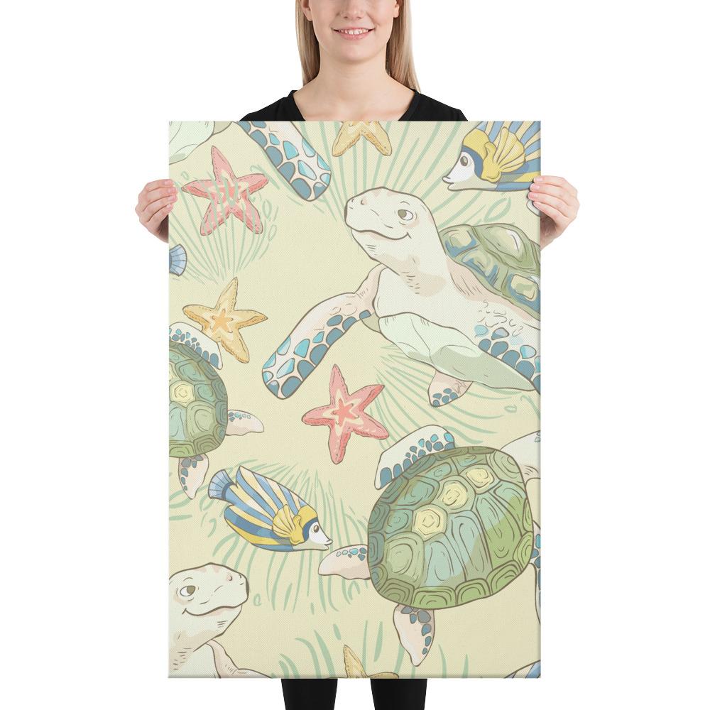 World Animal In Sea Canvas 24x36 Canvas White - Polynesian Pride