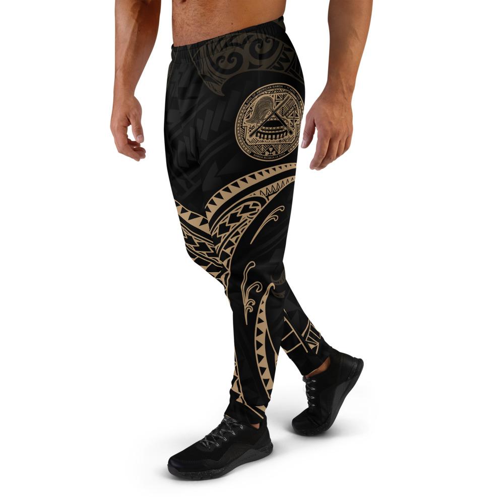 American Samoa Polynesian Sweatpant - Gold Tribal Wave - Polynesian Pride