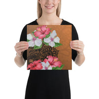 Hibiscus Flower Polynesia Canvas 12x12 Canvas White - Polynesian Pride