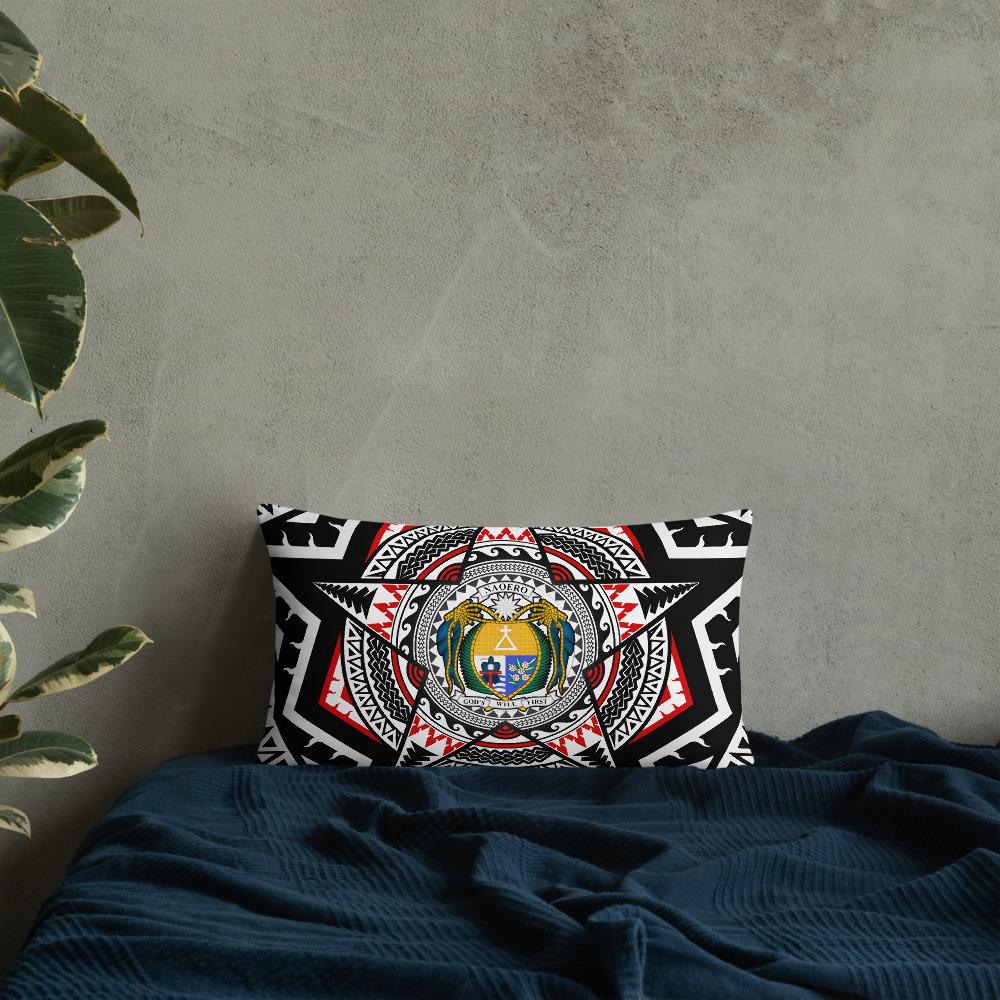Nauru Pillow - Mandala Star Patterns 20×12 Black Pillow - Polynesian Pride