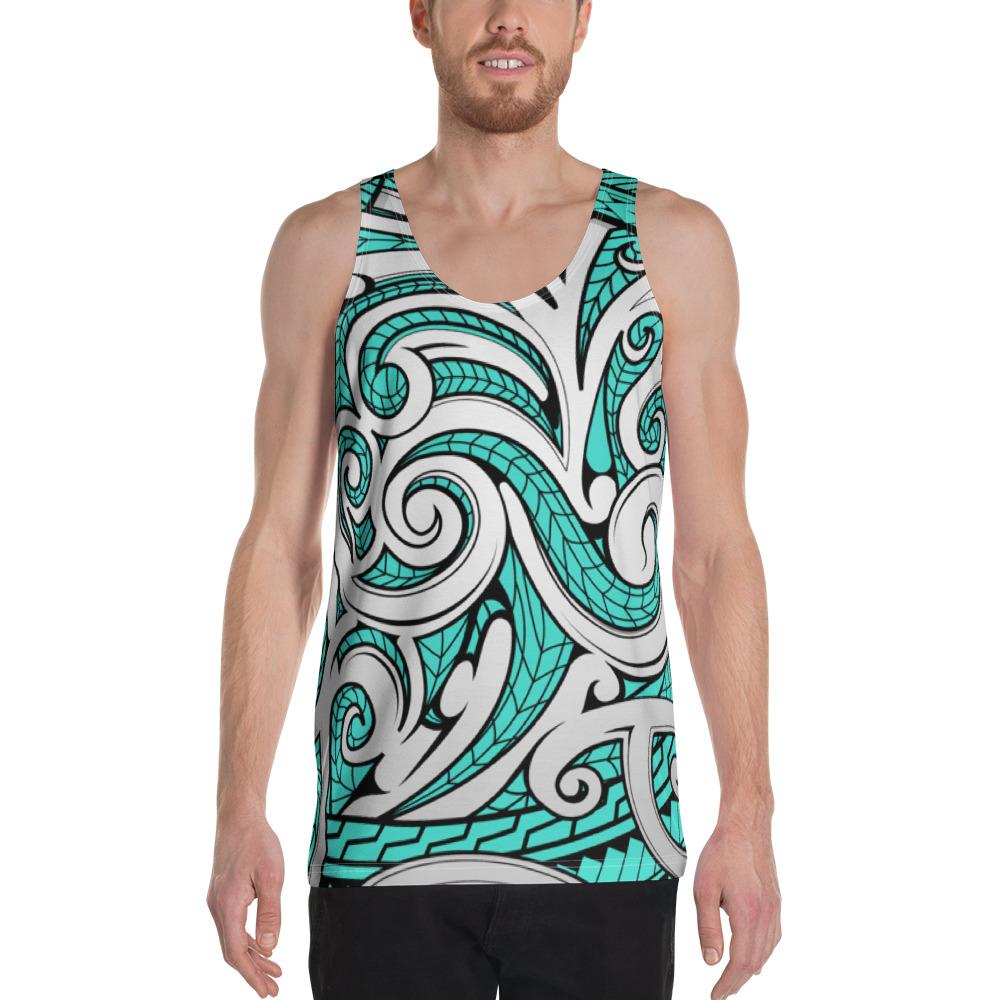 Polynesian Maori Ethnic Ornament Turquoise - Hawaii Men's Tank Top Turquoise - Polynesian Pride