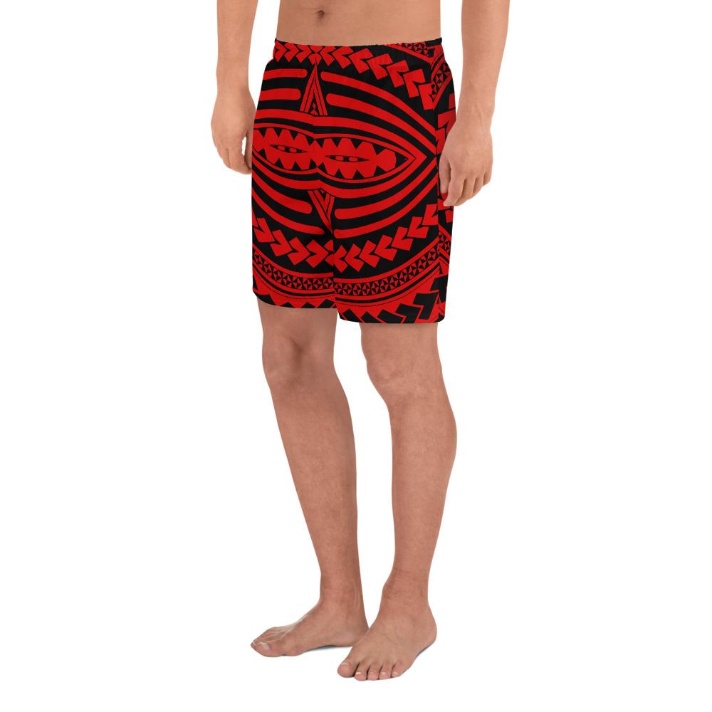 Polynesian Seamless Red Men's Athletic Long Shorts - Polynesian Pride