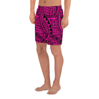 Polynesian Maori Lauhala Pink Men's Athletic Long Shorts - Polynesian Pride