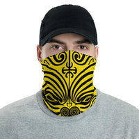 Polynesian Maori Mask Yellow Unisex Neck Gaiter One Size Art - Polynesian Pride