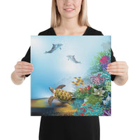 Ocean Cartoon Canvas 16x16 Canvas White - Polynesian Pride