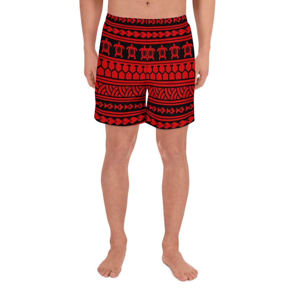 Polynesian Tattoo Tribal Red Men's Athletic Long Shorts Art - Polynesian Pride