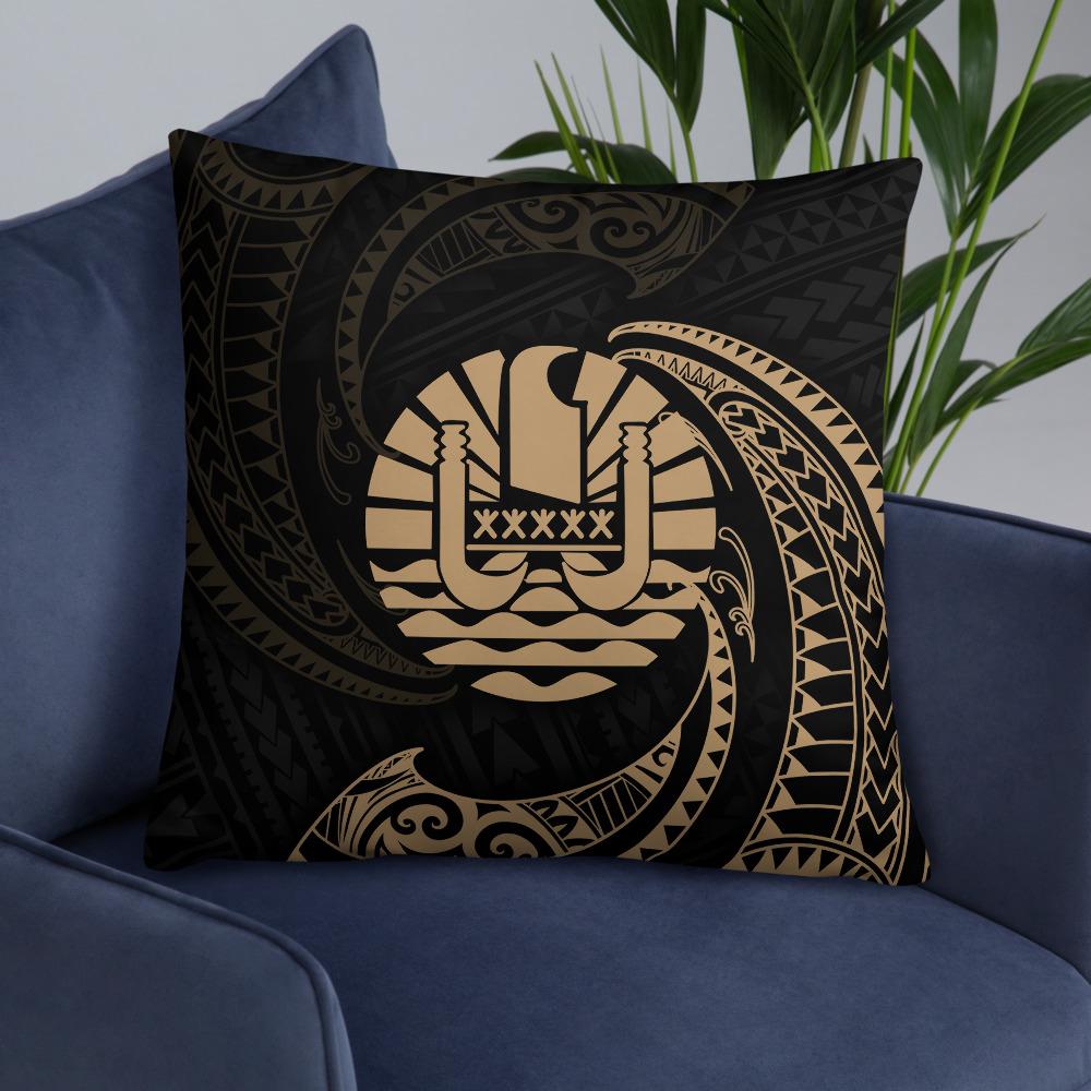 Tahiti Polynesian Basic Pillow - Gold Tribal Wave - Polynesian Pride