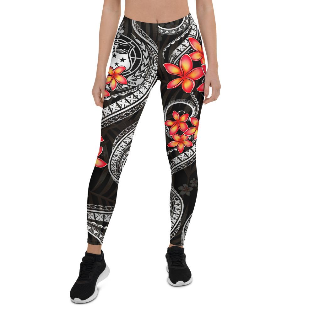 Samoa Polynesian Women Legging - White Plumeria White - Polynesian Pride