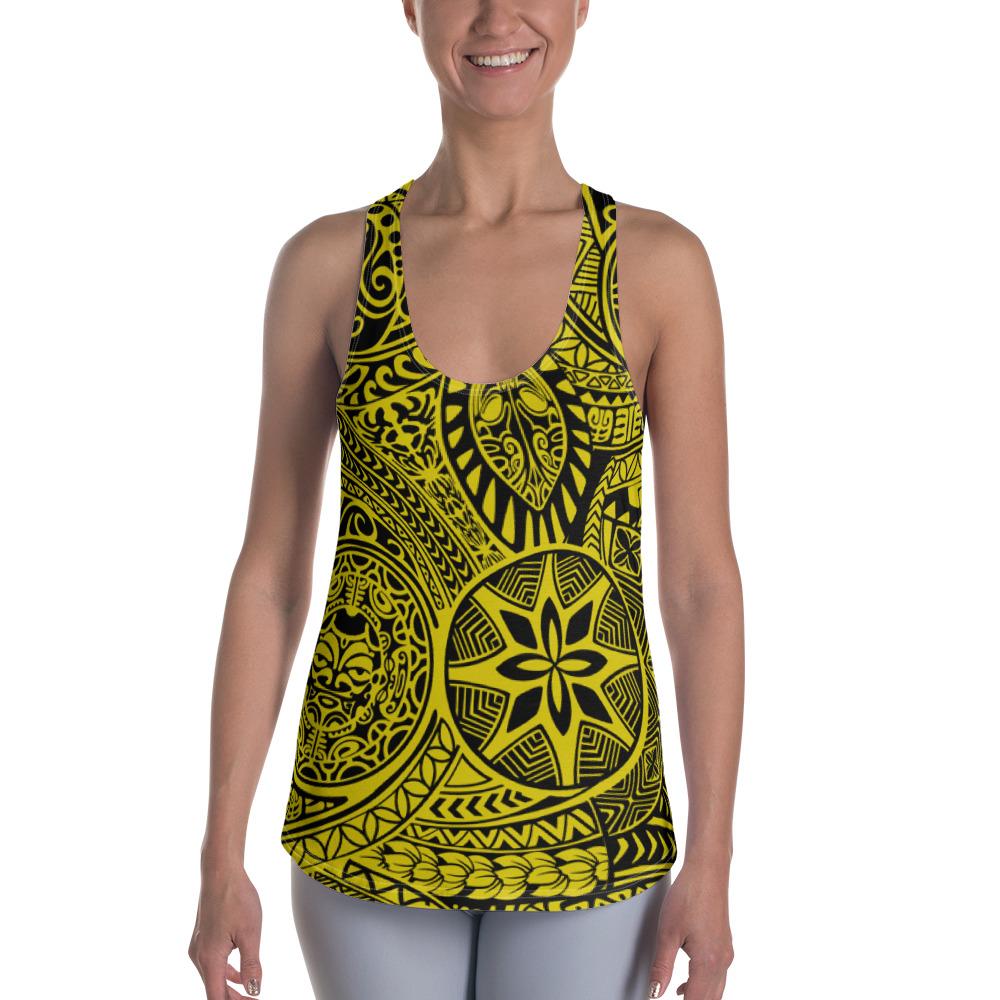 Polynesian Hawaiian Style Tribal Tattoo Yellow Hawaii Women's Racerback Tank Top Art - Polynesian Pride