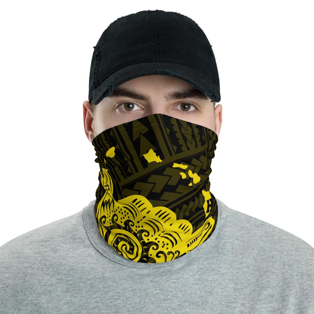 Hawaiian Bandana Polynesian Shaka Map Neck Gaiter - Yellow One Size Yellow - Polynesian Pride