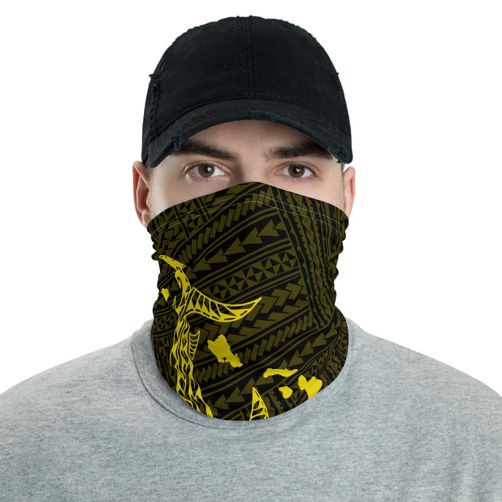 Hawaiian Bandana - Hawaiian Map Hammerhead Shark Polynesian Neck Gaiter Yellow Unisex Yellow 43.5 cm x 23 cm - Polynesian Pride