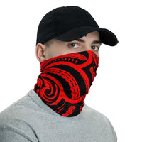 Hawaiian Bandana Swirly Tatau Red Unisex Neck Gaiter - Polynesian Pride