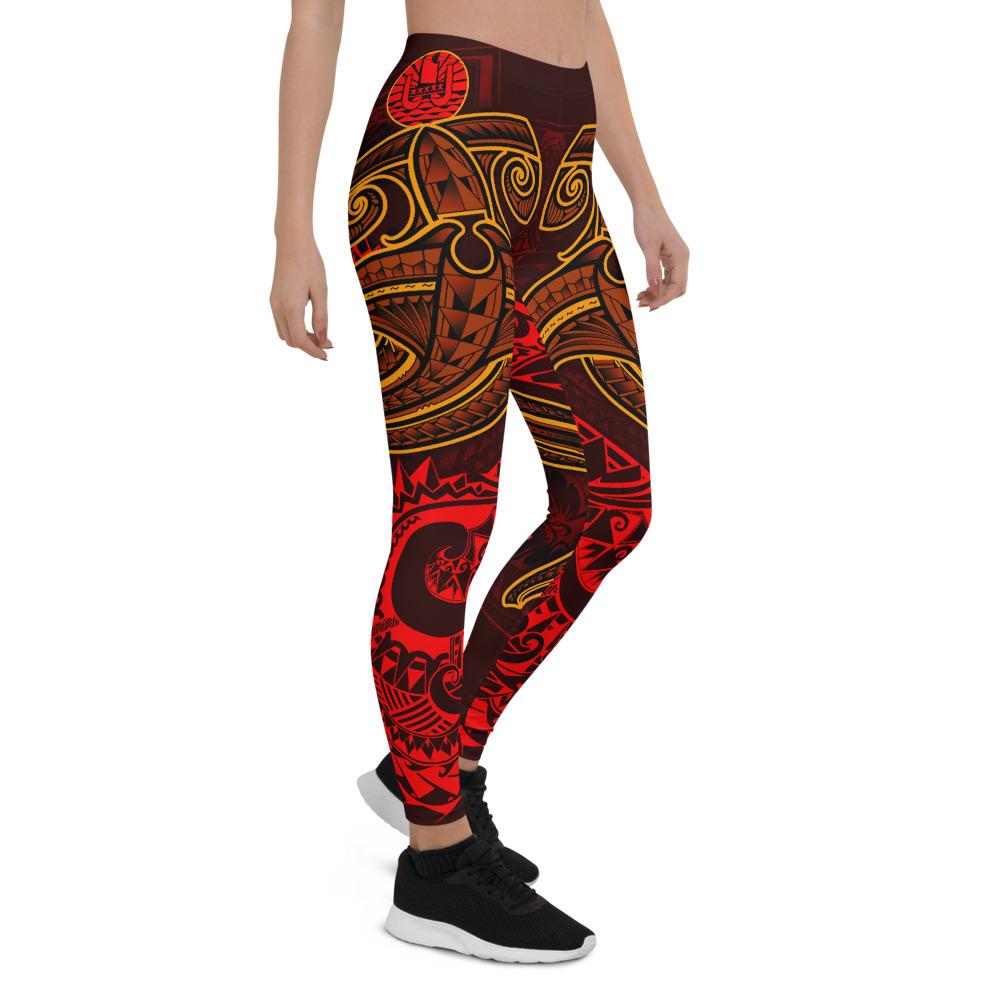 Tahiti Leggings - Red Shark Polynesian Tattoo Red - Polynesian Pride