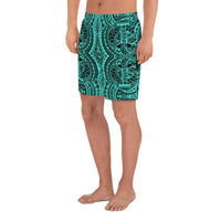 Polynesian Symmetry Turquoise Men's Athletic Long Shorts - Polynesian Pride
