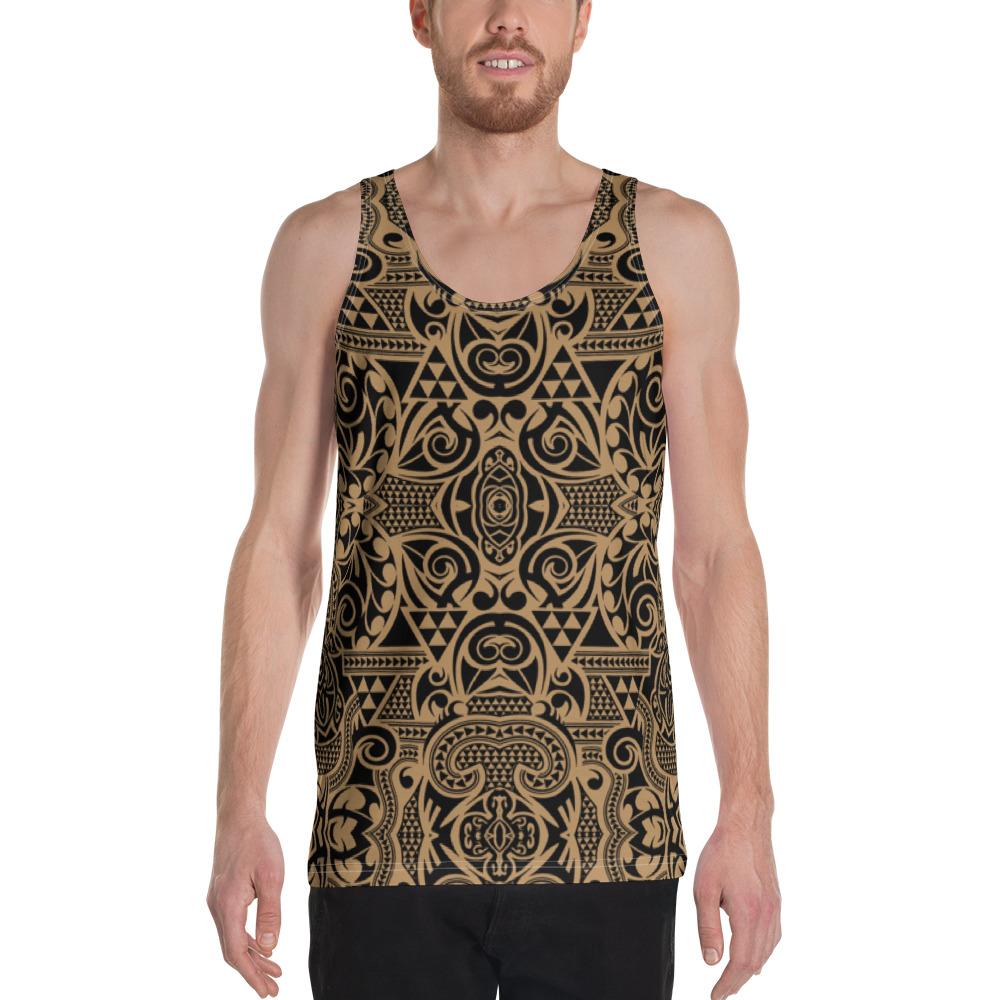 Polynesian Kakau Turtle Gold - Hawaii Men's Tank Top Gold - Polynesian Pride