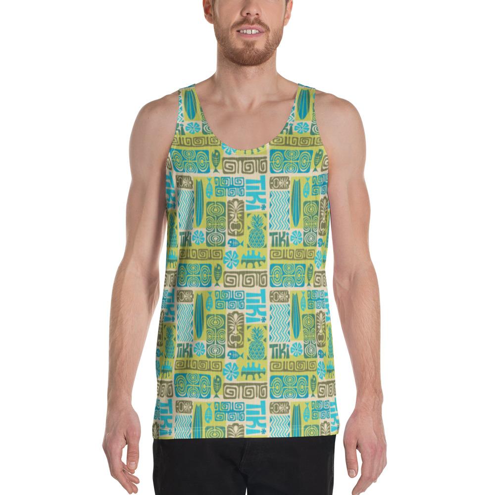 Hawaii Seamless Exotic Tiki Pattern - Hawaii Men's Tank Top AH White - Polynesian Pride