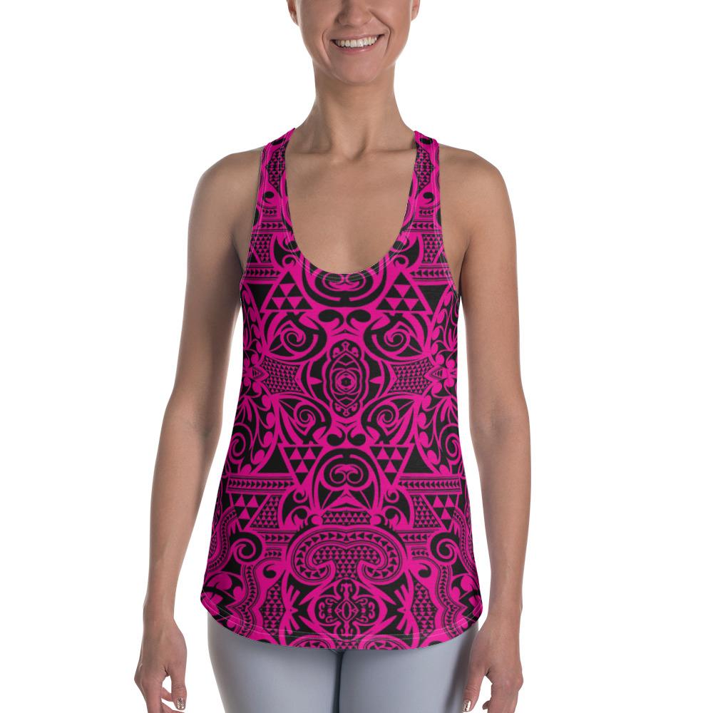 Polynesian Kakau Turtle Pink Hawaii Women's Racerback Tank Top Art - Polynesian Pride