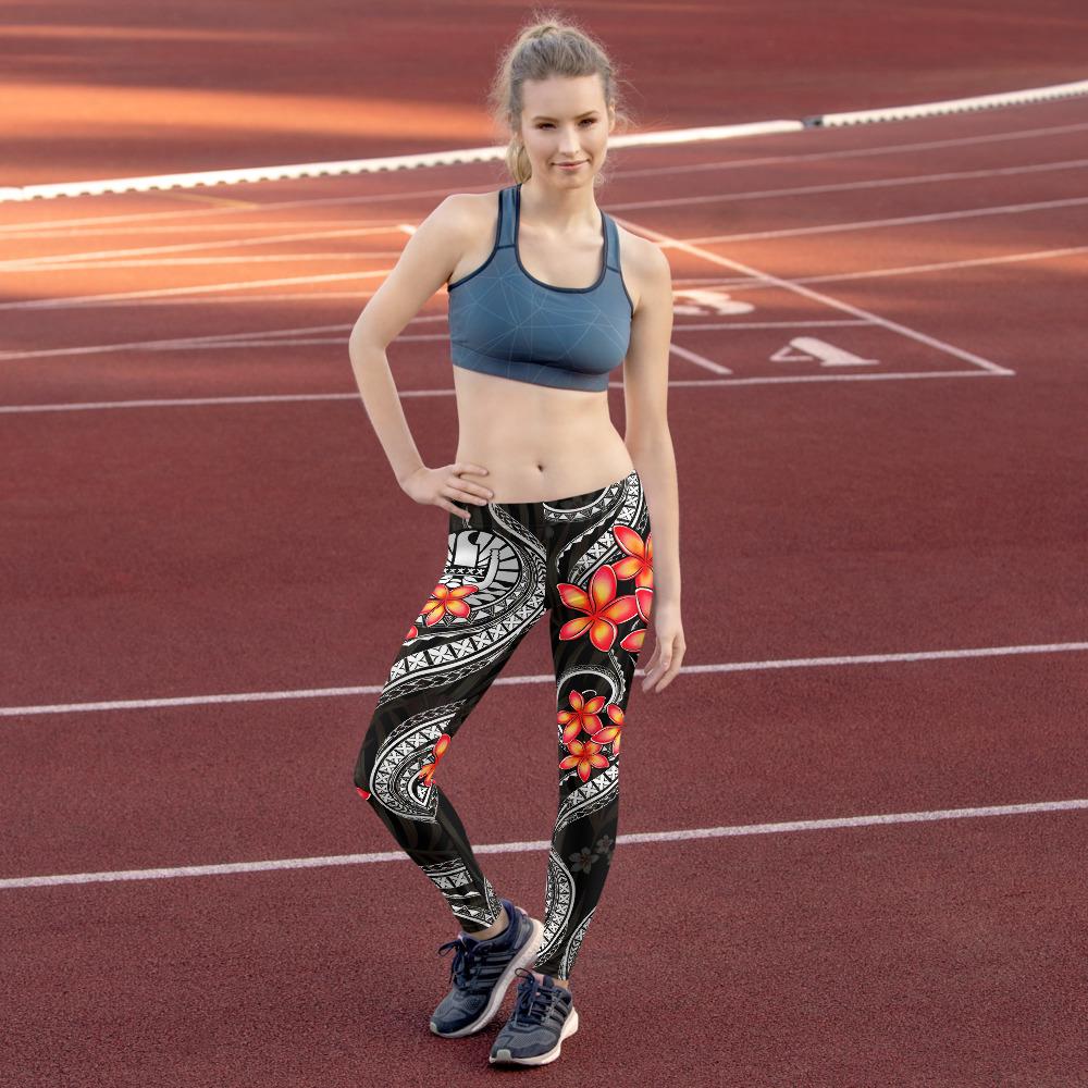 Tahiti Polynesian Legging - White Plumeria - Polynesian Pride
