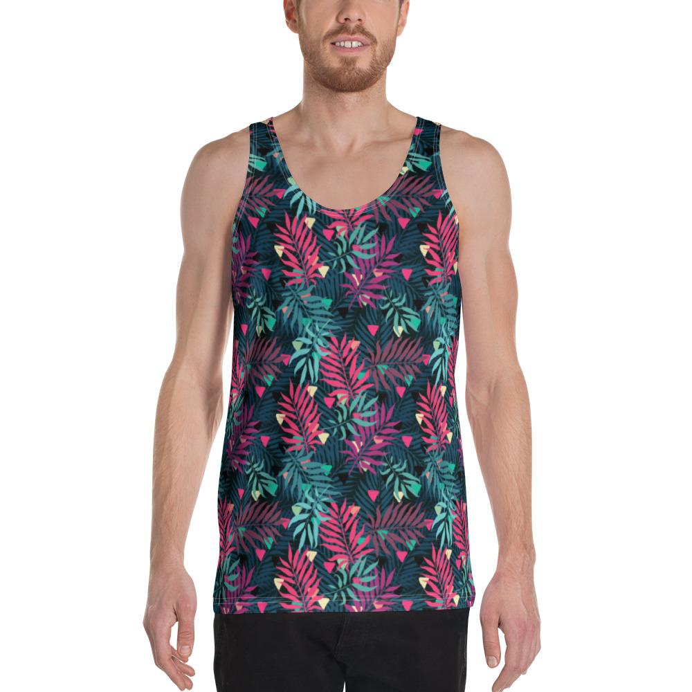 Tropical Pattern Hawaii Men's Tank Top AH White - Polynesian Pride