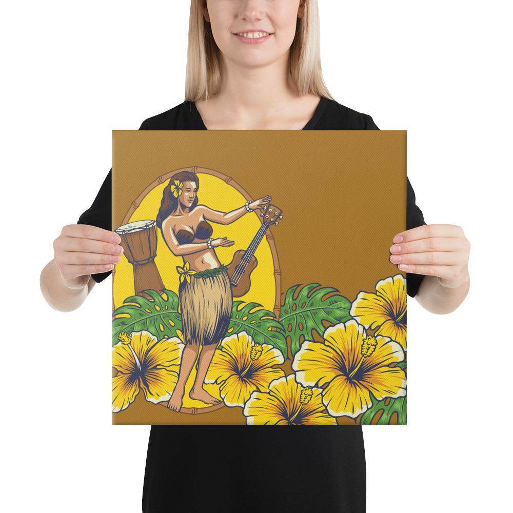 Hula Girl Dance Tradition Canvas 16x16 Canvas White - Polynesian Pride