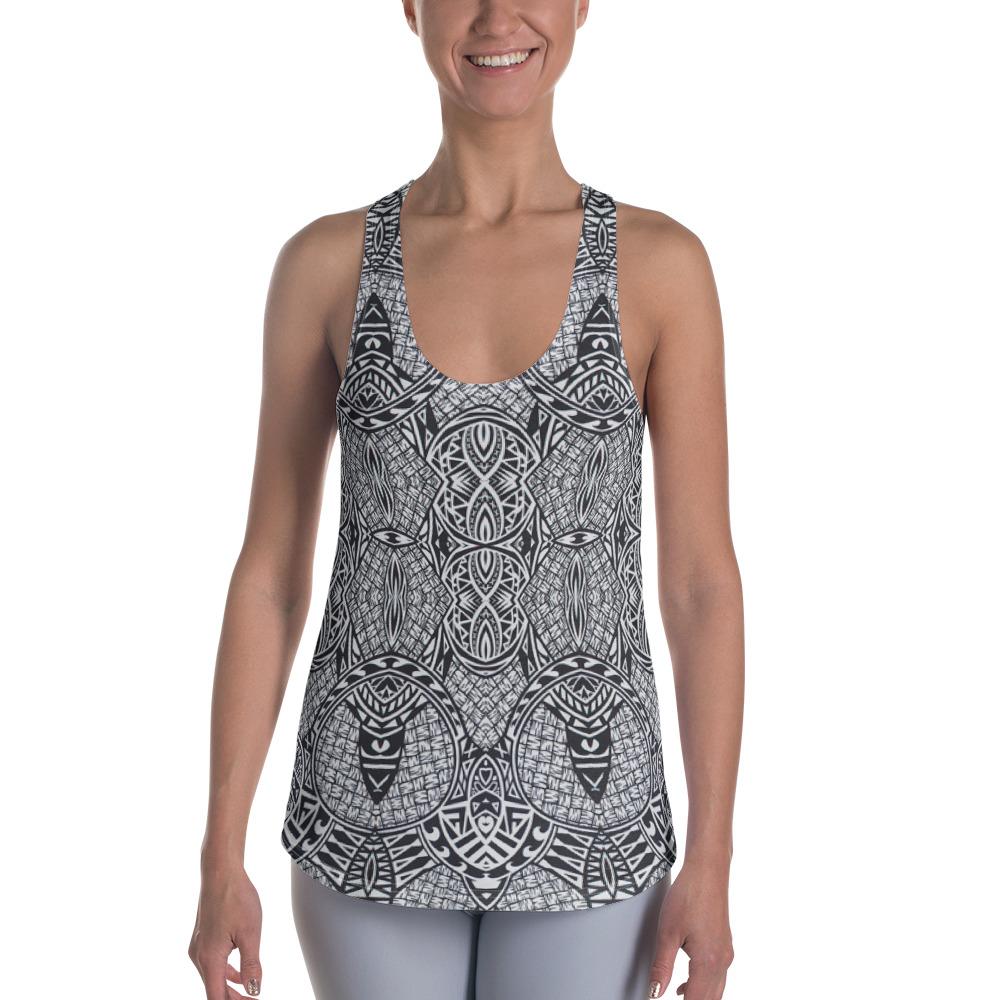 Polynesian Lauhala Mix White Hawaii Women's Racerback Tank Top Art - Polynesian Pride