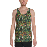 Tropical Flamingo Hibiscus Hawaii Men's Tank Top AH White - Polynesian Pride