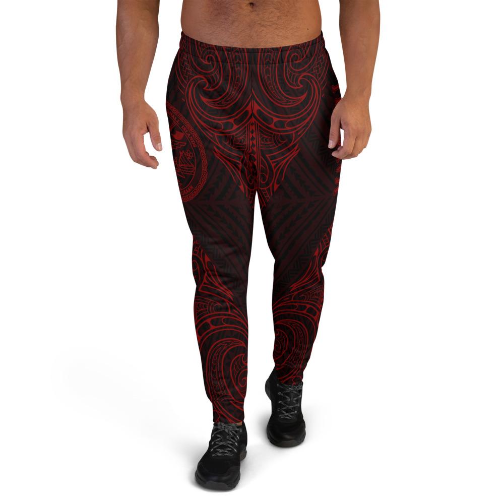 Marshall Islands Sweatpant - Polynesian Patterns Red Color Unisex Black - Red - Polynesian Pride