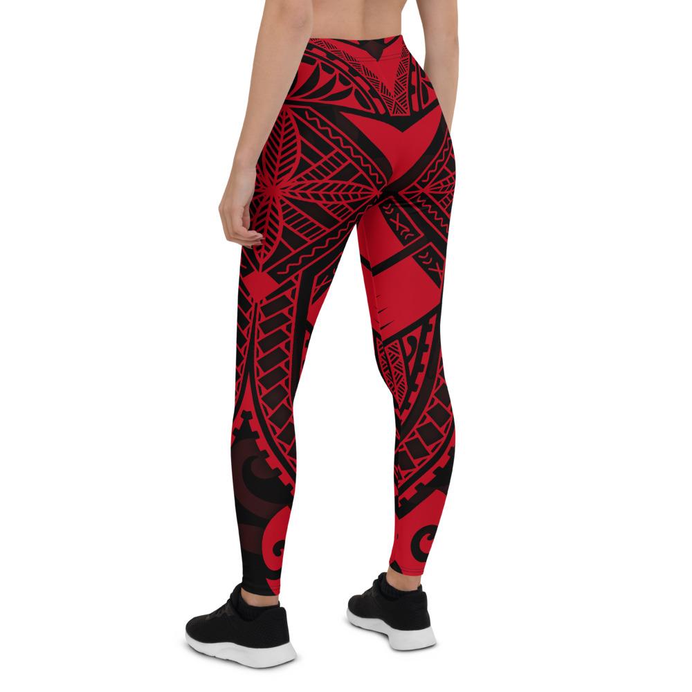 Samoa Polynesian Leggings - Samoa Red Seal with Polynesian Tattoo - Polynesian Pride