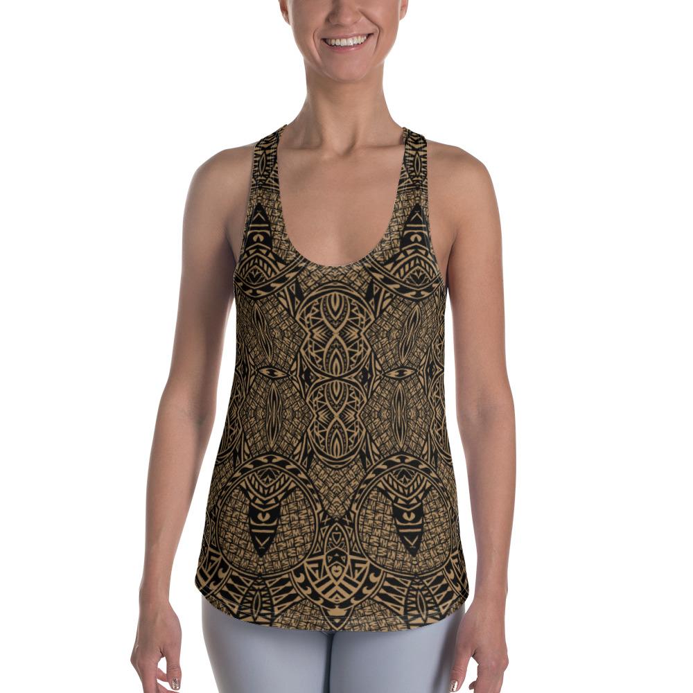 Polynesian Lauhala Mix Gold Hawaii Women's Racerback Tank Top Art - Polynesian Pride