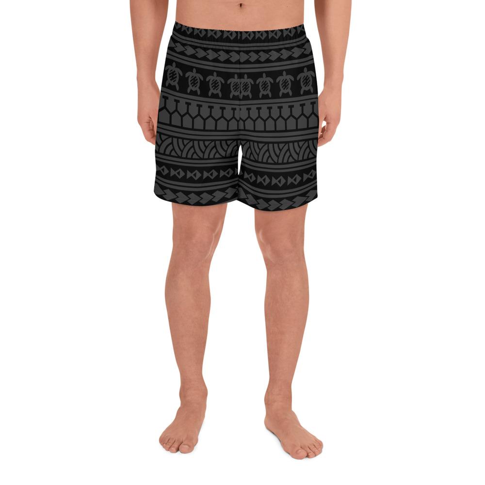 Polynesian Tattoo Tribal Gray Men's Athletic Long Shorts Art - Polynesian Pride