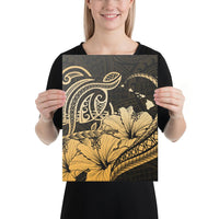 Hawaii Turtle Map Polynesian Gold Canvas 12x16 Canvas Gold - Polynesian Pride