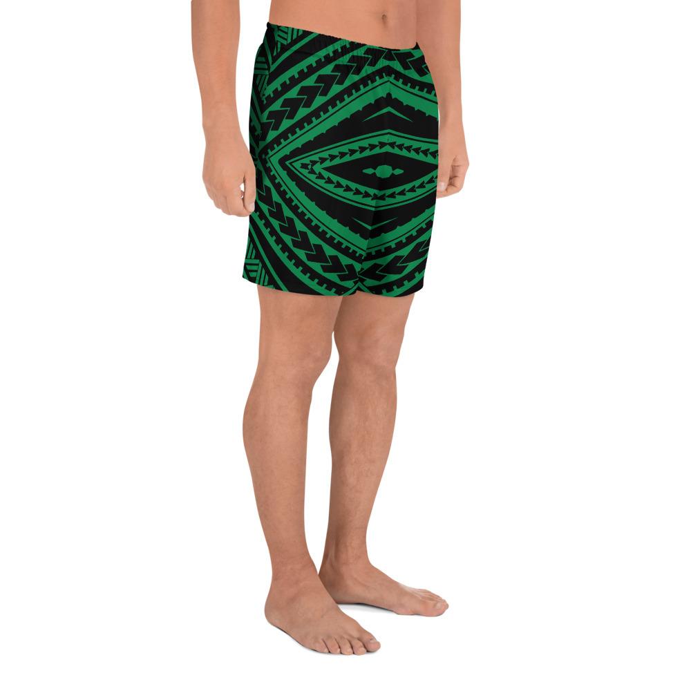 Polynesian Tatau Green Men's Athletic Long Shorts - Polynesian Pride