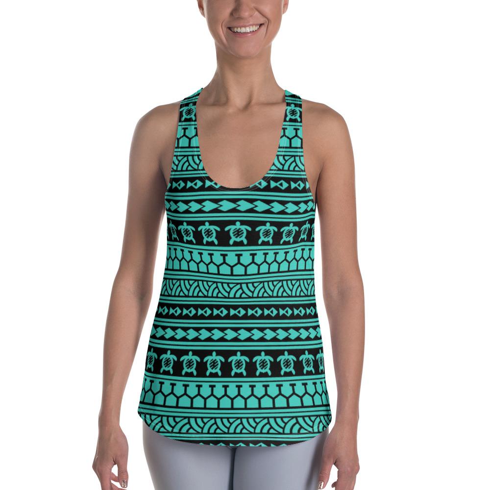 Polynesian Tattoo Tribal Turquoise Hawaii Women's Racerback Tank Top Art - Polynesian Pride