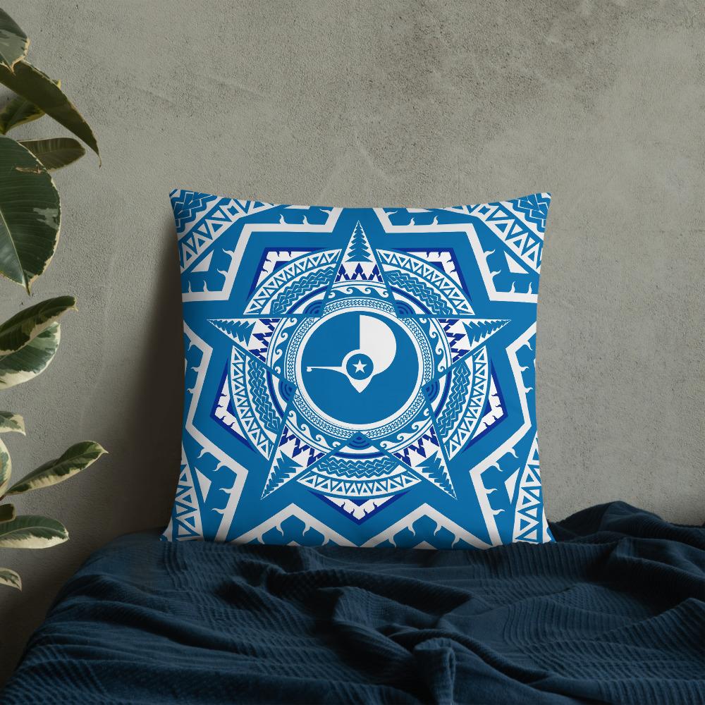 Yap State Pillow - Mandala Star Patterns 22×22 Blue Pillow - Polynesian Pride