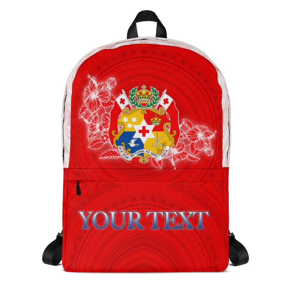 Tonga Backpack - Custom Hibiscus With Coat Of Arms Art - Polynesian Pride