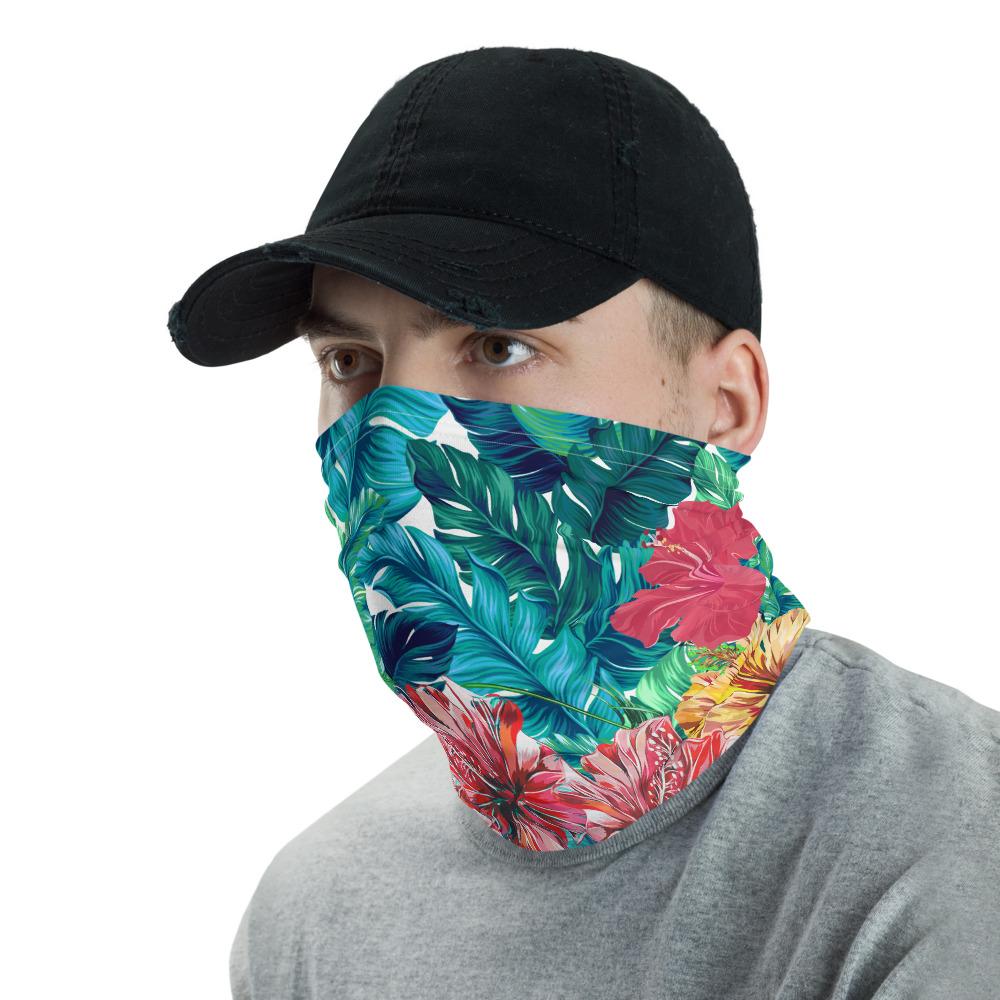Tropic Hibiscus Hawaiian Bandana Anchor Neck Gaiter - AH - White - Polynesian Pride