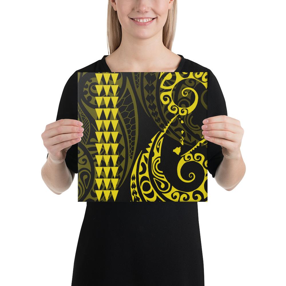 Hawaiian Map Polynesian Canvas Yellow 12x12 Canvas Yellow - Polynesian Pride