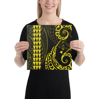 Hawaiian Map Polynesian Canvas Yellow 12x12 Canvas Yellow - Polynesian Pride