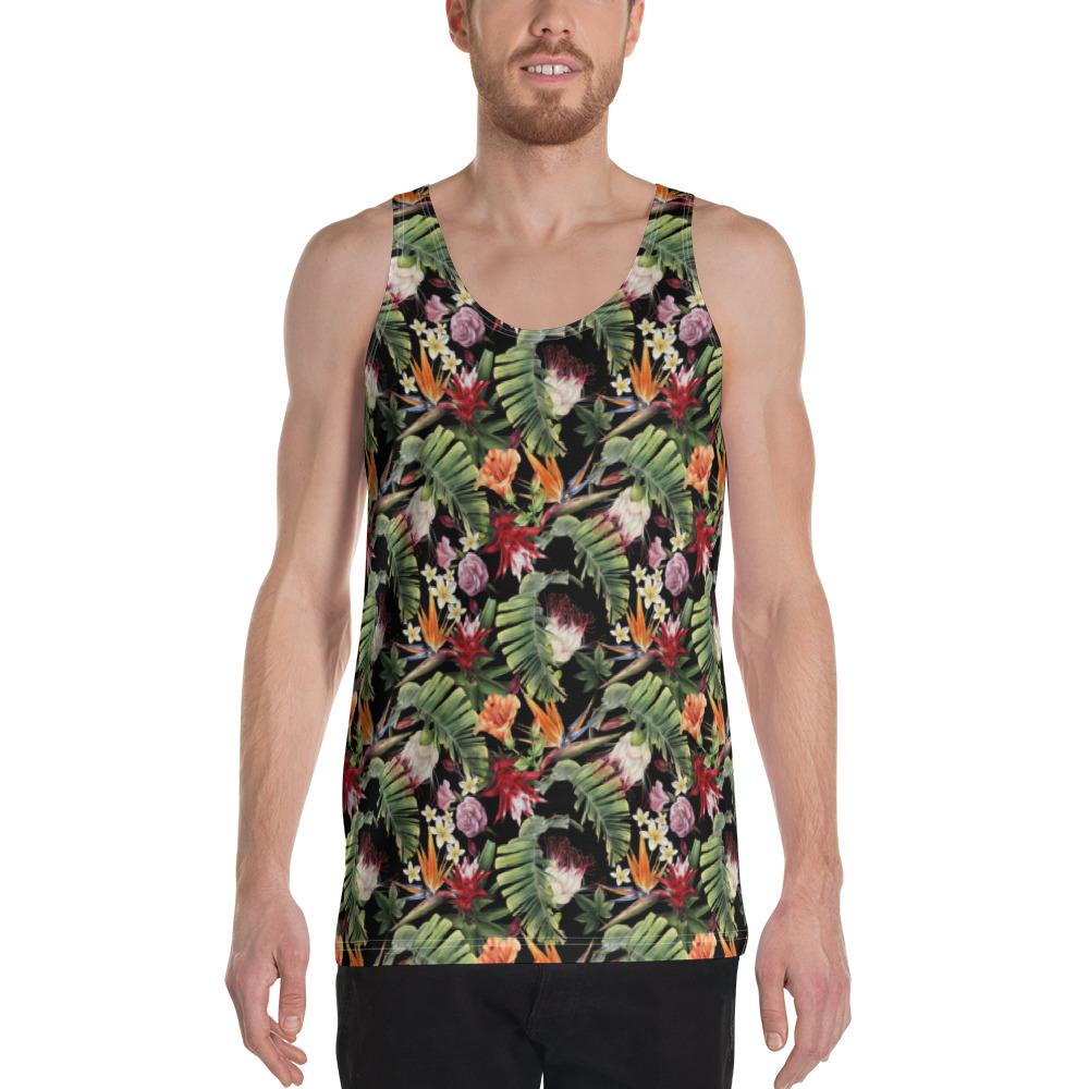 Hawaii Tropical Flowers Watercolor. - Hawaii Men's Tank Top AH White - Polynesian Pride