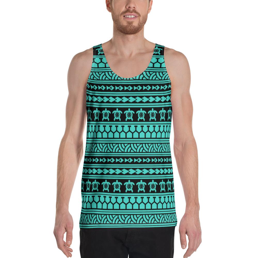 Polynesian Tattoo Tribal Turquoise - Hawaii Men's Tank Top Turquoise - Polynesian Pride