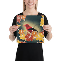 Honeycreeper Hibiscus Canvas 12x12 Canvas White - Polynesian Pride