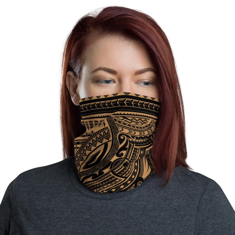 Hawaiian Bandana - Polynesian Tribal Gold Neck Gaiter One Size Art - Polynesian Pride