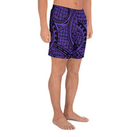 Polynesian Maori Lauhala Violet Men's Athletic Long Shorts - Polynesian Pride