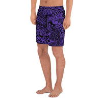 Polynesian Hawaiian Style Tribal Tattoo Violet Men's Athletic Long Shorts - Polynesian Pride