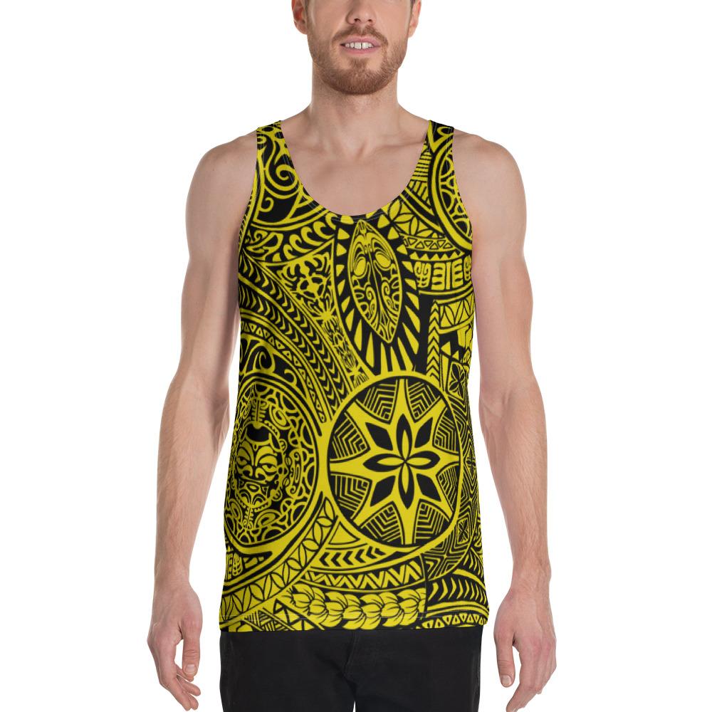 Polynesian Hawaiian Style Tribal Tattoo Yellow - Hawaii Men's Tank Top Yellow - Polynesian Pride