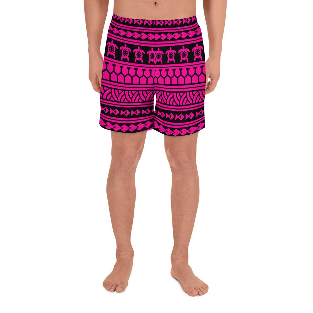 Polynesian Tattoo Tribal Pink Men's Athletic Long Shorts Art - Polynesian Pride