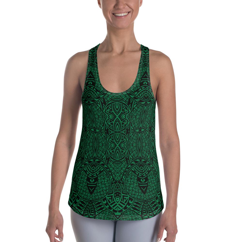 Polynesian Lauhala Mix Green Hawaii Women's Racerback Tank Top Art - Polynesian Pride