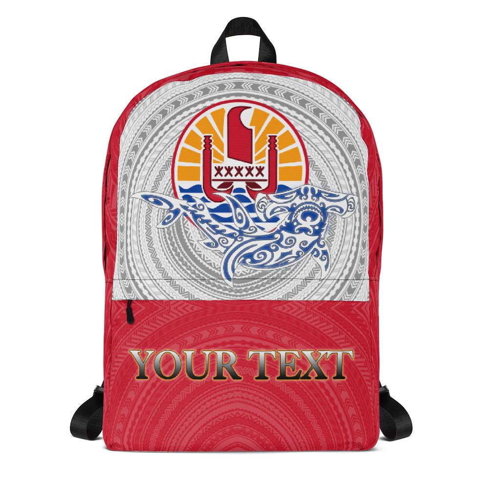 French Polynesia Tahiti Backpack - Custom Shark With Coat Of Arms Art - Polynesian Pride