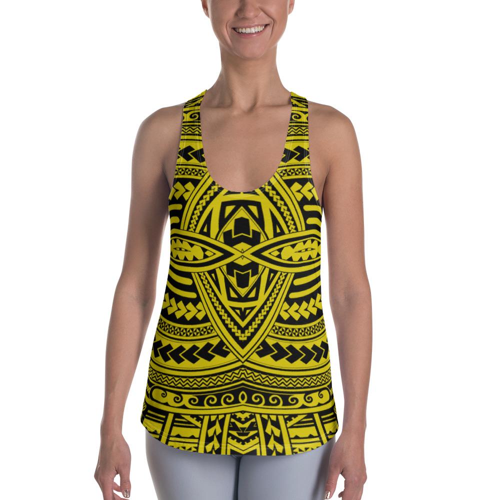 Polynesian Seamless yellow Hawaii Women's Racerback Tank Top Art - Polynesian Pride